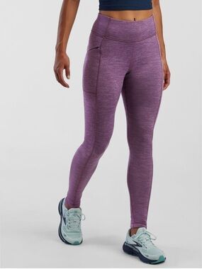 Crash Fleece Lined Tights in Heathered Pink Berry by Title Nine
